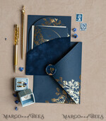 WEDDING INVITATIONS gold / rose gold / silver / glitter Elegant Arch Wedding Invitations Navy Blue, Velvet Pocket Dark blue Gold Modern Wedding, Wedding Invitation Suite, Arch Velvet Pocket Invitation set16