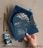 WEDDING INVITATIONS gold / rose gold / silver / glitter Elegant Arch Wedding Invitations Navy Blue, Velvet Pocket Dark blue Gold Modern Wedding, Wedding Invitation Suite, Arch Velvet Pocket Invitation set16