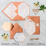WEDDING INVITATIONS gold / rose gold / silver / glitter  Luxury Copper Marble Wedding Invitations, Glamour Glitter Wedding Invites, Elegant Geometric Wedding Cards, Bespoke Orange Wedding Stationery10