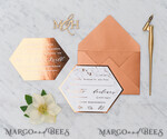 WEDDING INVITATIONS gold / rose gold / silver / glitter  Luxury Copper Marble Wedding Invitations, Glamour Glitter Wedding Invites, Elegant Geometric Wedding Cards, Bespoke Orange Wedding Stationery10