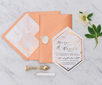 WEDDING INVITATIONS gold / rose gold / silver / glitter  Luxury Copper Marble Wedding Invitations, Glamour Glitter Wedding Invites, Elegant Geometric Wedding Cards, Bespoke Orange Wedding Stationery10