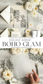 WEDDING INVITATIONS gold / rose gold / silver / glitter Acrylic Wedding invitation suite, Boho Glam Wedding Invitations, silver frozen Wedding Invitates, Elegant vellum Wedding Cards9