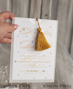 WEDDING INVITATIONS gold / rose gold / silver / glitter beaded bespoke Elegant pure white Gold Wedding Invitation Suite, Beaded Perls Wedding Cards, luxury Wedding Stationery, golden tassel, vellum beaded etui with your monogram11