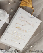 WEDDING INVITATIONS gold / rose gold / silver / glitter beaded bespoke Elegant pure white Gold Wedding Invitation Suite, Beaded Perls Wedding Cards, luxury Wedding Stationery, golden tassel, vellum beaded etui with your monogram11