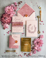 WEDDING INVITATIONS gold / rose gold / silver / glitter Bespoke Velvet Wedding Invitation Suite, Blush Pink Glamour Wedding Cards, Luxury Golden Wedding Invitations, Romantic Wedding Stationery10