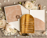 WEDDING INVITATIONS gold / rose gold / silver / glitter Luxury Arch Gold Acrylic wedding invitation suite, Velvet Pocket beige Wedding Invites, Glamour Wedding Invitations9