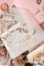 WEDDING INVITATIONS gold / rose gold / silver / glitter  Luxury Plexi Acrylic Wedding Invitations, Elegant Blush Pink Wedding Cards, Glamour Gold Foil Wedding Invites, Bespoke White Vellum Wedding Invitation Suite15