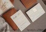 WEDDING INVITATIONS gold / rose gold / silver / glitter terracotta Chiffon bow beaded bespoke Elegant Burnt orange Gold Wedding Invitation Suite, White Perls Golden Wedding Cards, Boho golden folder Wedding Stationery, Vellum etui with monogram23
