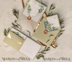 WEDDING INVITATIONS gold / rose gold / silver / glitter Elegant Olive Wedding Invitations, Luxury Sage Green Wedding Invites, Glamour Golden Pocketfold Wedding Cards, Bespoke Tuscany Wedding Invitation Suite14