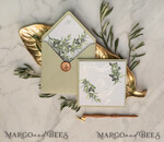 WEDDING INVITATIONS gold / rose gold / silver / glitter Elegant Olive Wedding Invitations, Luxury Sage Green Wedding Invites, Glamour Golden Pocketfold Wedding Cards, Bespoke Tuscany Wedding Invitation Suite14