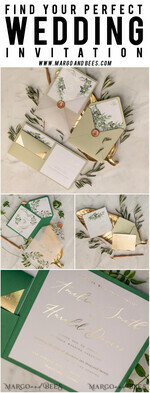 WEDDING INVITATIONS gold / rose gold / silver / glitter Elegant Olive Wedding Invitations, Luxury Sage Green Wedding Invites, Glamour Golden Pocketfold Wedding Cards, Bespoke Tuscany Wedding Invitation Suite14