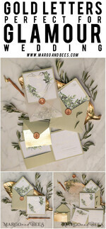 WEDDING INVITATIONS gold / rose gold / silver / glitter Elegant Olive Wedding Invitations, Luxury Sage Green Wedding Invites, Glamour Golden Pocketfold Wedding Cards, Bespoke Tuscany Wedding Invitation Suite14