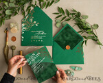 WEDDING INVITATIONS gold / rose gold / silver / glitter Arch Gold Acrylic wedding invitation suite, Velvet Pocket  Green Wedding Invites, Glamour Wedding Invitations, Greenery Wedding Set22