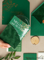 WEDDING INVITATIONS gold / rose gold / silver / glitter Arch Gold Acrylic wedding invitation suite, Velvet Pocket  Green Wedding Invites, Glamour Wedding Invitations, Greenery Wedding Set22