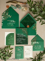 WEDDING INVITATIONS gold / rose gold / silver / glitter Arch Gold Acrylic wedding invitation suite, Velvet Pocket  Green Wedding Invites, Glamour Wedding Invitations, Greenery Wedding Set22