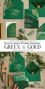 WEDDING INVITATIONS gold / rose gold / silver / glitter Arch Gold Acrylic wedding invitation suite, Velvet Pocket  Green Wedding Invites, Glamour Wedding Invitations, Greenery Wedding Set22