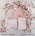 WEDDING INVITATIONS gold / rose gold / silver / glitter Luxury Mangolia Wedding Invitations, Glamour Golden Shine Wedding Invitation Suite, Elegant Blush Pink Watercolor Wedding Invites, Elegant Spring Wedding Cards6