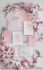 WEDDING INVITATIONS gold / rose gold / silver / glitter Luxury Mangolia Wedding Invitations, Glamour Golden Shine Wedding Invitation Suite, Elegant Blush Pink Watercolor Wedding Invites, Elegant Spring Wedding Cards6