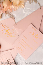 WEDDING INVITATIONS gold / rose gold / silver / glitter Glamour Vellum Wedding Invitations, Golden Shine Wedding Cards, Romantic Blush Pink Wedding Stationery, Elegant Gold Foil Wedding Invites29
