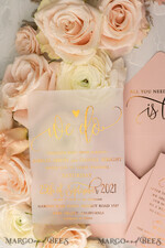 WEDDING INVITATIONS gold / rose gold / silver / glitter Glamour Vellum Wedding Invitations, Golden Shine Wedding Cards, Romantic Blush Pink Wedding Stationery, Elegant Gold Foil Wedding Invites29