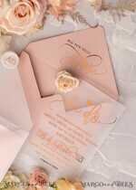 WEDDING INVITATIONS gold / rose gold / silver / glitter Glamour Vellum Wedding Invitations, Golden Shine Wedding Cards, Romantic Blush Pink Wedding Stationery, Elegant Gold Foil Wedding Invites29