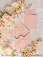 WEDDING INVITATIONS gold / rose gold / silver / glitter Glamour Vellum Wedding Invitations, Golden Shine Wedding Cards, Romantic Blush Pink Wedding Stationery, Elegant Gold Foil Wedding Invites29