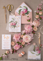 WEDDING INVITATIONS gold / rose gold / silver / glitter Glamour Gold Foil Wedding Invitations, Elegant Peach Wedding Invites, Bespoke Vellum Wedding Cards With Bow, Luxury Modern Wedding Stationery10