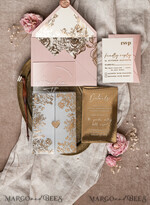 WEDDING INVITATIONS gold / rose gold / silver / glitter Bespoke Acrylic blush Pink gold wedding invitation, Glamour  golden nude Wedding Invitations with envelopes, Modern Golden Plexi Wedding Invitation Suite with rsvp ,Boho Glam Wedding Cards wax seal 19
