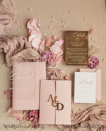 WEDDING INVITATIONS gold / rose gold / silver / glitter  Luxury Mirror gold Wedding Invitations, Elegant Blush Pink Wedding Cards, Glamour Acrylic  Wedding Invites, Clear Plexi Wedding Invitation Suite22