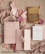 WEDDING INVITATIONS gold / rose gold / silver / glitter  Luxury Mirror gold Wedding Invitations, Elegant Blush Pink Wedding Cards, Glamour Acrylic  Wedding Invites, Clear Plexi Wedding Invitation Suite22