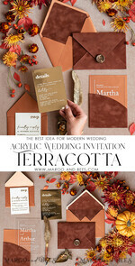 WEDDING INVITATIONS gold / rose gold / silver / glitter Bespoke Terracotta  wedding invitations,  Boho Pocket Acrylic  Wedding Invitations, Rust & Gold Velvet Wedding Invitation Suite, Burnt Orange Wedding Cards17
