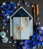 WEDDING INVITATIONS gold / rose gold / silver / glitter Bespoke Acrylic Ice blue wedding invitation, Glamour Velvet nave blue Wedding Invitations, Golden Shine Plexi Wedding Invitation Suite, Luxury Wedding Cards wax seal Copper9
