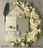 WEDDING INVITATIONS gold / rose gold / silver / glitter Elegant Green Gold Wedding Invitations, Luxury Destination Wedding Cards, Bespoke Olive Wedding Invites, Romantic Greece Wedding Invitation Suite6