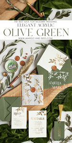 WEDDING INVITATIONS gold / rose gold / silver / glitter Greece Olive Branch Wedding Invitation, Acrylic olive green wedding invitation cards, Gold Wedding Invites5