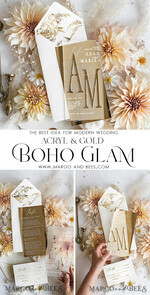 WEDDING INVITATIONS gold / rose gold / silver / glitter Acrylic Frozen Wedding invitation suite, Boho Glam Wedding Invitations, Golden Shine Wedding Invitates, Elegant Gold Wedding Cards17