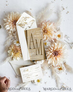 WEDDING INVITATIONS gold / rose gold / silver / glitter Acrylic Frozen Wedding invitation suite, Boho Glam Wedding Invitations, Golden Shine Wedding Invitates, Elegant Gold Wedding Cards17