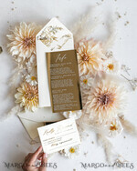 WEDDING INVITATIONS gold / rose gold / silver / glitter Acrylic Frozen Wedding invitation suite, Boho Glam Wedding Invitations, Golden Shine Wedding Invitates, Elegant Gold Wedding Cards17