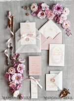 WEDDING INVITATIONS gold / rose gold / silver / glitter Minimalistic Blush Pink Wedding Invitations, Glamour Gold Foil Wedding Invites, Luxury Golden Shine Wedding Cards, Romantic Floral Wedding Invitation Suite6