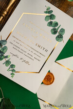 WEDDING INVITATIONS gold / rose gold / silver / glitter Elegant Eucalyptus Wedding Invitations, Glamour Golden Wedding Cards, Bespoke Greenery Gold Wedding Invites, Minimalistic Wedding Invitation Suite33