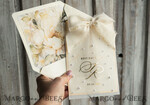 WEDDING INVITATIONS gold / rose gold / silver / glitter Ecru Chiffon bow beaded bespoke Elegant Ivory Gold Wedding Invitation Suite, White Perls Golden Wedding Cards, Elegant golden folder Wedding Stationery, Vellum etui with monogram32