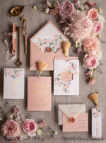 WEDDING INVITATIONS gold / rose gold / silver / glitter Glamour Golden Shine Wedding Invitation Suite, Romantic Blush Pink Wedding Invitations, Luxury Arabic Wedding Cards With Gold Tassel, Elegant Floral Wedding Invites14
