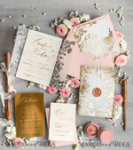 WEDDING INVITATIONS gold / rose gold / silver / glitter Bespoke Blush Pink wedding invitations, Glamour Wedding Invitation Suite • Golden Pink Wedding Stationery • Luxury Wedding Invites9