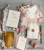 WEDDING INVITATIONS gold / rose gold / silver / glitter Bespoke Blush Pink wedding invitations, Glamour Wedding Invitation Suite • Golden Pink Wedding Stationery • Luxury Wedding Invites9