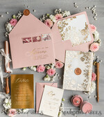 WEDDING INVITATIONS gold / rose gold / silver / glitter Bespoke Blush Pink wedding invitations, Glamour Wedding Invitation Suite • Golden Pink Wedding Stationery • Luxury Wedding Invites9