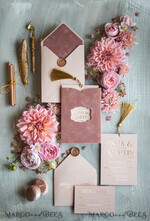 WEDDING INVITATIONS gold / rose gold / silver / glitter Glamour Pink Velvet Wedding Invitations, Luxury Golden Tassel Wedding Invitation Suite, Romantic Blush Pink Arabic Wedding Cards, Elegant Golden Shine Wedding Invites4