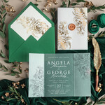 WEDDING INVITATIONS gold / rose gold / silver / glitter Greenery Gold wedding invitations, Glamour Acrylic  Wedding Invitations • Glitter Emerald Green Wedding Invitation Suite • Luxury Wedding Cards with Wax Seal5