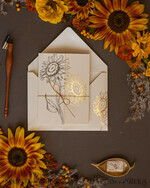 WEDDING INVITATIONS gold / rose gold / silver / glitter Luxury Gold Foil Wedding Invitations, Romantic Summer Wedding Stationery, Elegant Golden Sunflower Wedding Cards, Glamour Nude Wedding Stationery10