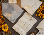 WEDDING INVITATIONS gold / rose gold / silver / glitter Luxury Gold Foil Wedding Invitations, Romantic Summer Wedding Stationery, Elegant Golden Sunflower Wedding Cards, Glamour Nude Wedding Stationery10
