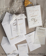 WEDDING INVITATIONS gold / rose gold / silver / glitter beaded bespoke Elegant pure white Gold Wedding Invitation Suite, Beaded Perls Wedding Cards, luxury Wedding Stationery, silk ribbon, vellum beaded etui with your monogram21
