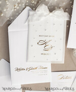 WEDDING INVITATIONS gold / rose gold / silver / glitter beaded bespoke Elegant pure white Gold Wedding Invitation Suite, Beaded Perls Wedding Cards, luxury Wedding Stationery, silk ribbon, vellum beaded etui with your monogram21